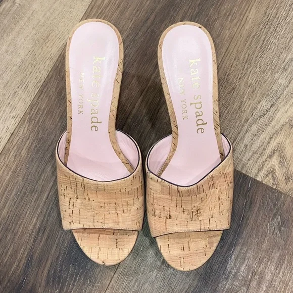Kate Spade New York Penelope Cork Wedges Shoes Heels Spring Summer Easter Size 9 - Picture 3 of 10